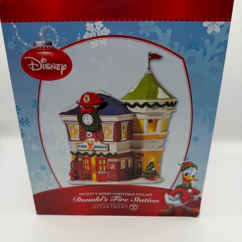 Dept 56 Disney Donald's Fire Station Mickey's Christmas Village Retired Box
